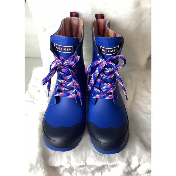 Tommy Hilfiger Renegade Rubber Rain Boots Size 8 Bright Blue - Picture 6 of 9